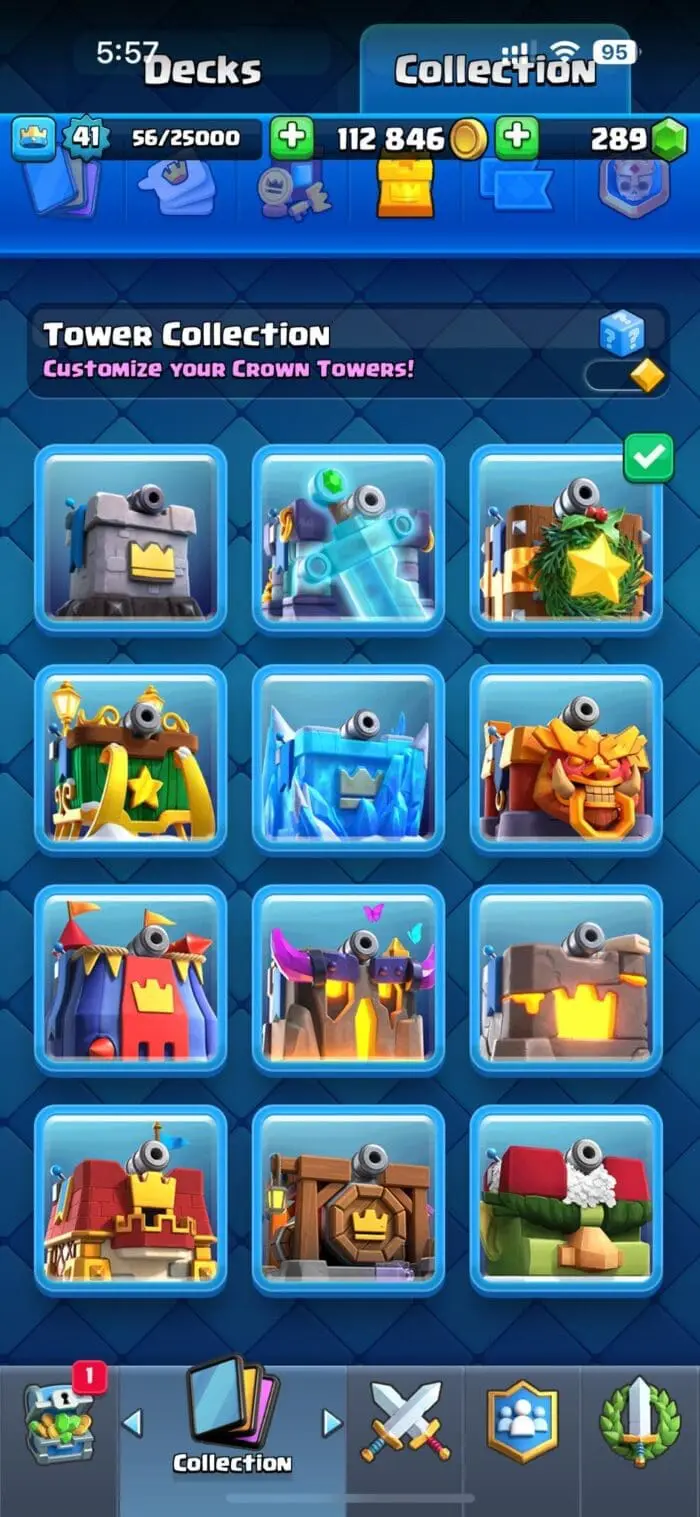 Level 41 With 21 Level 13+ Cards 6812 Trophies And 10 Tower Skins - Image 11