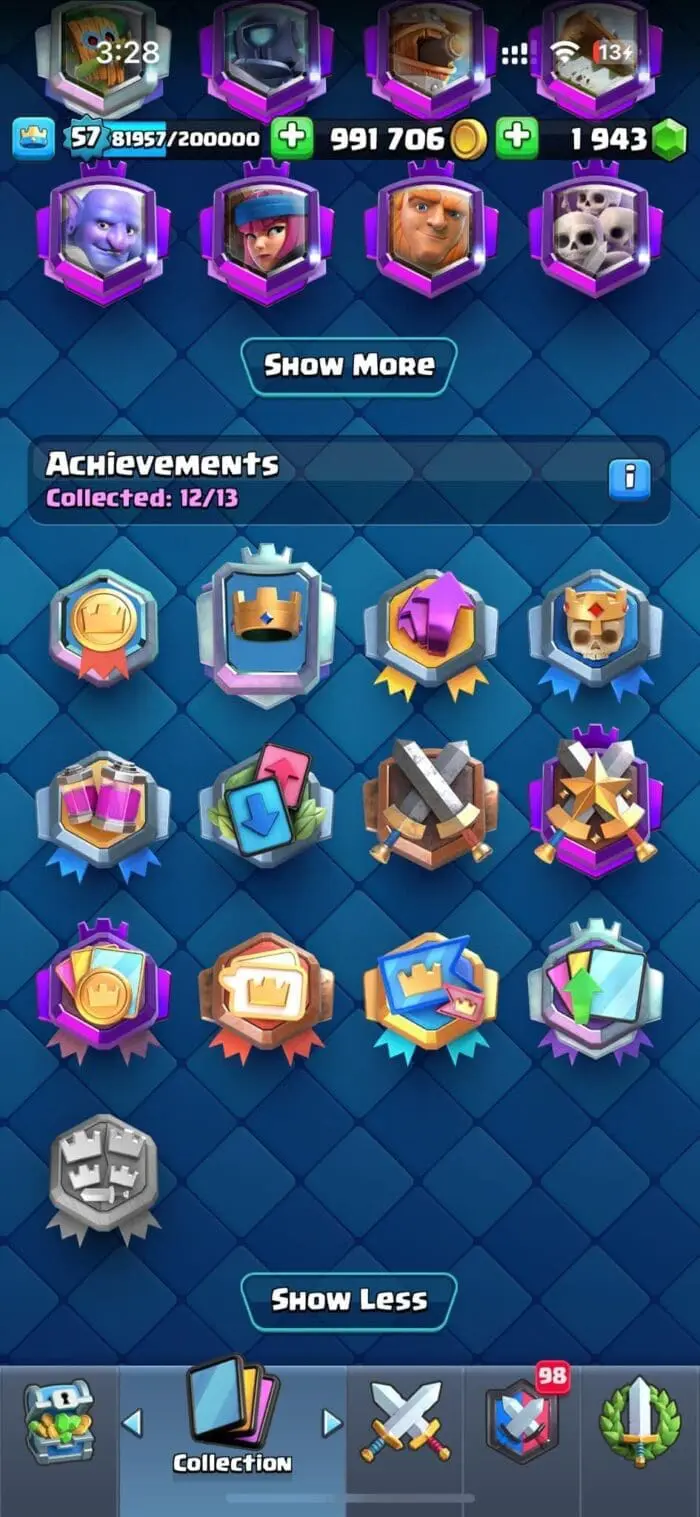 Level 57 With 103 Level 13+ Cards 7819 Trophies And 4 Tower Skins - Image 13