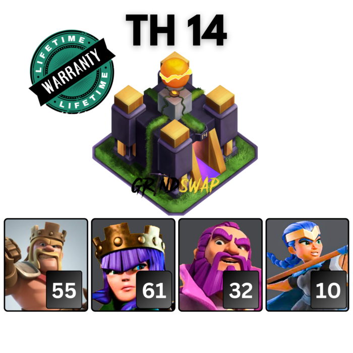 TH14 COC Account With Hero Skins And Free Name Change