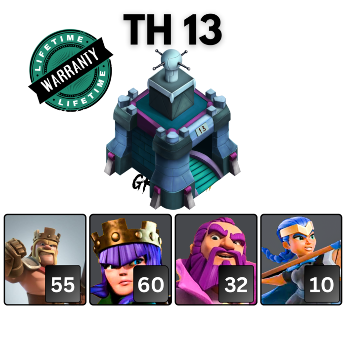TH13 COC Account With Good Heroes And Troops