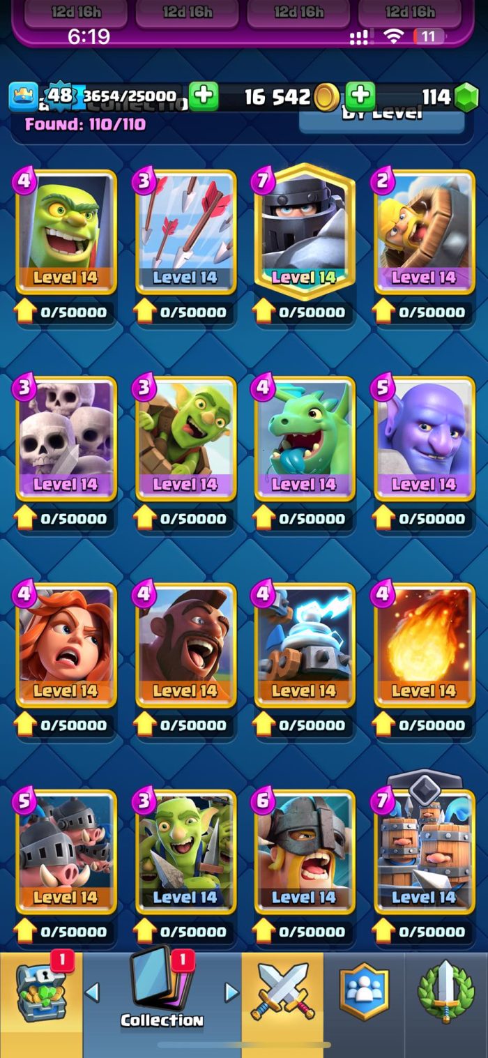 Level 48 With 40 Level 13+ Cards 6555 Trophies And 12 Tower Skins - Image 13